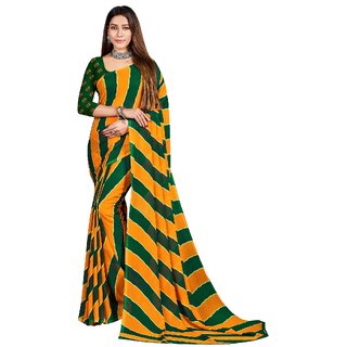 SVB Sarees Womens Orange Colour Polka Dotprinted Saree With Blouse Piece - Sarees | Buy online on ZillyBuy