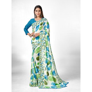 SVB Sarees Womens Multicolour Abstract Printed Georgette Saree With Blouse Piece - Sarees | Buy online on ZillyBuy