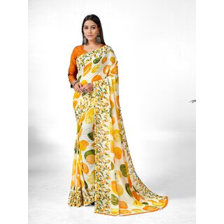 SVB Sarees Womens Multicolour Abstract Printed Georgette Saree With Blouse Piece - Sarees | Buy online on ZillyBuy