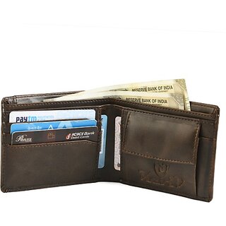 Keviv Men Casual Brown Genuine Leather Wallet - Mini (8 Card Slots) - Handbags | Buy online on ZillyBuy
