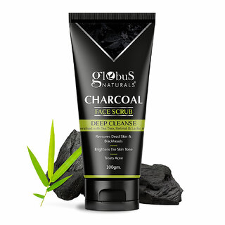 globus naturals detox charcoal men women scrub 100gm