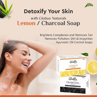 globus naturals refreshing detoxifying lemon charcoal soap brightens skin pack of 2