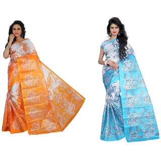 SVB Sarees Multicolour Taffeta Silk Saree Without Blouse Piece - Sarees | Buy online on ZillyBuy