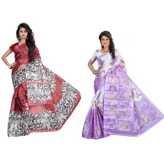 SVB Saree Multicolour Taffeta Silk Saree Without Blouse Piece - Sarees | Buy online on ZillyBuy