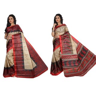 SVB Saree Multicolour Taffeta Silk Saree Without Blouse Piece - Sarees | Buy online on ZillyBuy