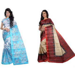 SVB Saree Multicolour Taffeta Silk Saree Without Blouse Piece - Sarees | Buy online on ZillyBuy