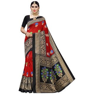 SVB Saree Red Printed Art Silk With Blouse Saree - Sarees | Buy online on ZillyBuy
