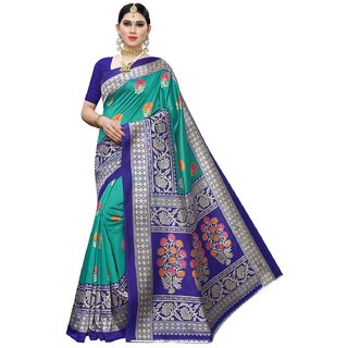 SVB Sarees Green Printed Art Silk With Blouse Saree - Sarees | Buy online on ZillyBuy