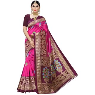 SVB Sarees Pink Printed Art Silk With Blouse Saree - Sarees | Buy online on ZillyBuy