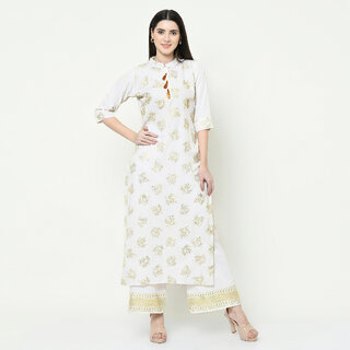 SVB White Colour Party Wear Foil Print Kurtis With Plazzo - Kurtas & Kurta Sets | Buy online on ZillyBuy