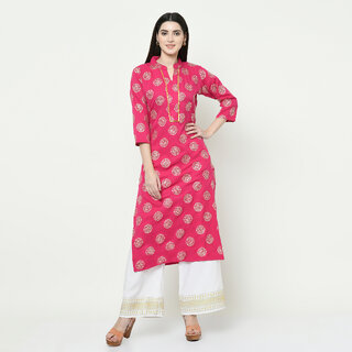 SVB Pink Colour Party Wear Foil Print Kurtis With Plazzo - Kurtas & Kurta Sets | Buy online on ZillyBuy