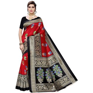 SVB Saree Red   Black  Cotton Silk Saree - Sarees | Buy online on ZillyBuy