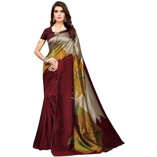 SVB Sarees Maroon Art Silk Mysore Silk Saree - Sarees | Buy online on ZillyBuy