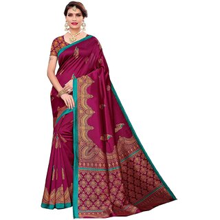 SVB Saree Magenta Art Silk Kalamkari Saree - Sarees | Buy online on ZillyBuy