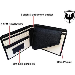 EAGLEBUZZ Men  and  Women Casual, Ethnic, Evening/Party, Formal Black Artificial Leather Wallet - Regular Size (4 Card Slots) - Handbags | Buy online on ZillyBuy