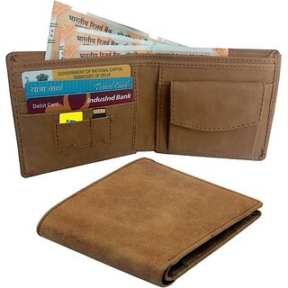 EAGLEBUZZ Men Khaki Genuine Leather Wallet - Regular Size (3 Card Slots) - Handbags | Buy online on ZillyBuy