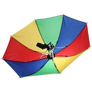 Umbrella Hat, Hands-Free Adjustable Elastic, Size Fits All Ages, Kids, Men  & Women Umbrella (Multicolor) multicolor