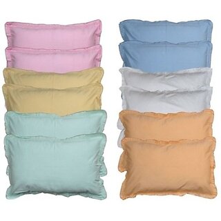 Global Gifts Plain Cotton Filled Flap Standard Size Pillow Protector (12, Multicolor) multicolor