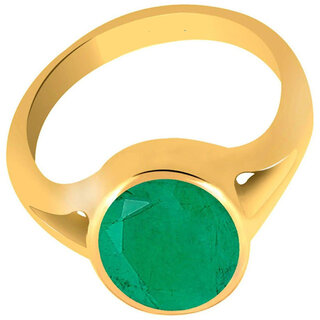 prateek enterprises natural and certified emerald gold plated adjustable ring