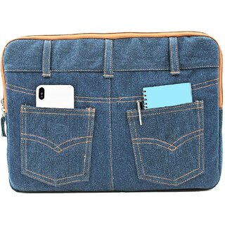The Purani Jeans Fabric Case Cover for Upto 15 inch Laptop, Blue - Handbags | Buy online on ZillyBuy