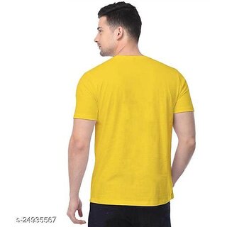 Latest Men Polyester Blend Yellow Short Sleeves Printed Tshirts 2026 at ShopCircuit | ONDC