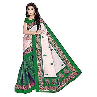 Svb Sarees Green Colour Bhagalpuri silk Saree With Blouse Piece - Sarees | Buy online on ZillyBuy