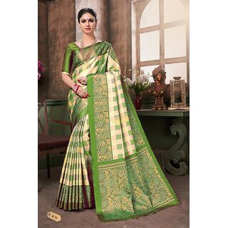 SVB SAREE Green Colour khadi  Silk saree With Blouse piece - Sarees | Buy online on ZillyBuy
