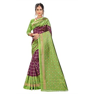 SVB Green Mysore Silk Printed With Blouse Saree - Sarees | Buy online on ZillyBuy