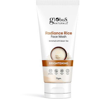 globus naturals radiance rice face wash enriched with green tea for skin brightening suitable for all skin types 75 gm