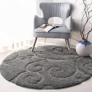 GALLERY HOME Silky Smooth Anti-Skid Shaggy Round Carpet with 2 inch Thickness (6 x 6  Round, Charcoal M2)