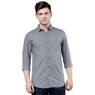 Modernity Men Grey Solid Regular Fit CottonShirt