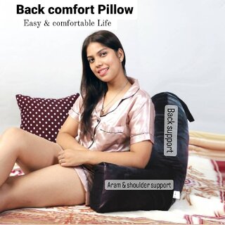 Flipon Back Supprot Pillow Soft Velvet Outer Cover With Inner Cover and Zipper Watching T.v/ Working/ Gaming, Size-Small