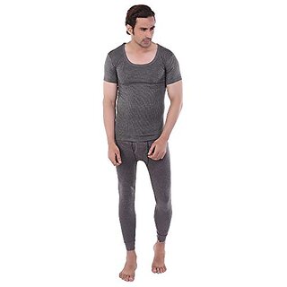 u light apparels men deep neck half sleeves vest and trouser thermal set