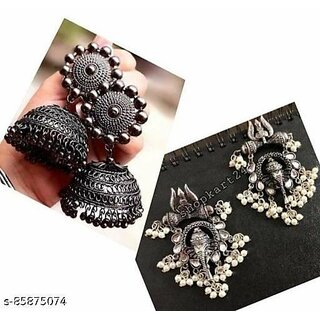 elite chunky oxidised women earrings studs