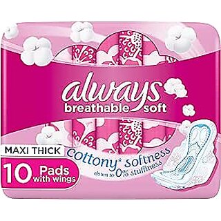 Always Breathable Soft Maxi Thick Large Sanitary Pads with Wing 10pcs
