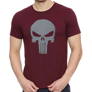 HIT SQUARE Maroon Pure Cotton Round Neck Printed For Men