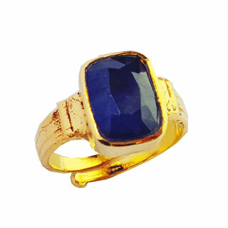 Prateek Enterprises Natural Blue Sapphire Gold Plated Panchdhatu Adjustable Ring