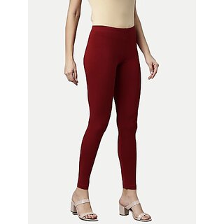 Rad Prix Ankle Length  Western Wear Legging (Red, Solid)