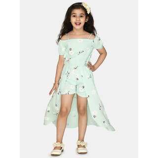 kids cave floral print girls jumpsuit
