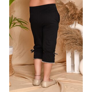 Trendy Data - Not - Present Kids Cave Capri For Girls Casual Solid Cotton Blend (Black Pack of 1