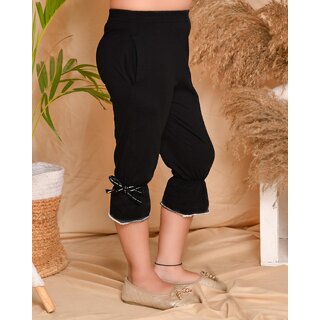 Trendy Data - Not - Present Kids Cave Capri For Girls Casual Solid Cotton Blend (Black Pack of 1