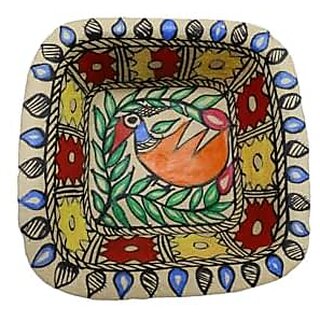 PALAK SAXENA Madhubani Painted Paper Mache Bowl Multicolor for Multipurpose