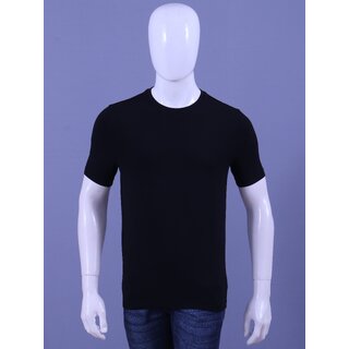 MEN'S BLACK LYCRA CREW NECK T-SHIRTS