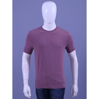 MEN'S BURGANDY MELANGE LYCRA CREW NECK T-SHIRTS