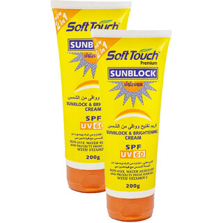 Soft Touch Sunblock  Brightening SPF UV60 Cream - 200g (Pack Of 2)