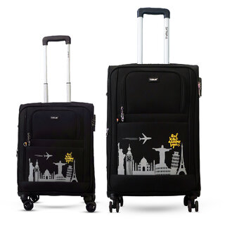timus salsa 4 wheel black trolley suitcase set of 2 22 26 inches expandable cabin and check in luggage with inbuilt tsa