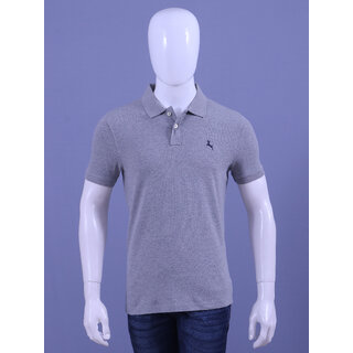 REDLINE MENS GREY MELANGE  EMBROIDERED POLO T-SHIRTS