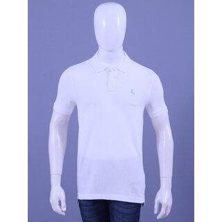 REDLINE MENS BRILLIANT WHITE EMBROIDERED POLO T-SHIRTS