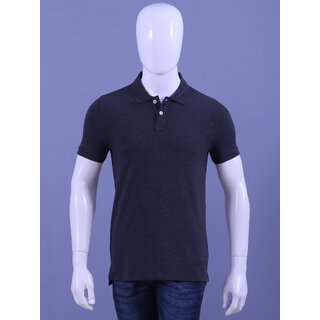mens charcoal melange enzyme finish solid polo t shirt