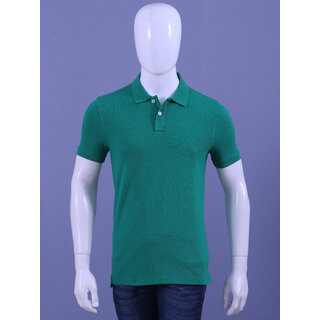 red line mens green solid 100 cotton polo collar t shirt